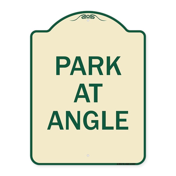Designer Series Sign Park Angle, Tan & Green Heavy-Gauge Aluminum Sign, 24" x 18", TG-1824-23497